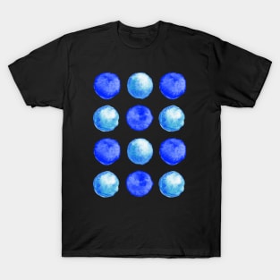 Blue Watercolor Large Dots Pattern T-Shirt